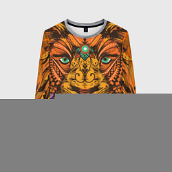 Свитшот женский Африканский Лев Морда Льва с узорами Мандала, цвет: 3D-меланж