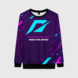 Свитшот женский Символ Need for Speed в неоновых цветах на темном, цвет: 3D-черный
