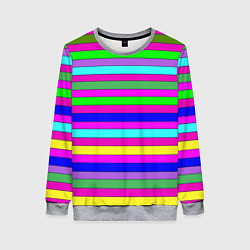 Свитшот женский Multicolored neon bright stripes, цвет: 3D-меланж