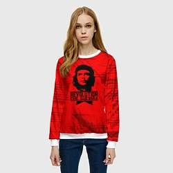 Свитшот женский Че Гевара - на красном фоне, цвет: 3D-белый — фото 2