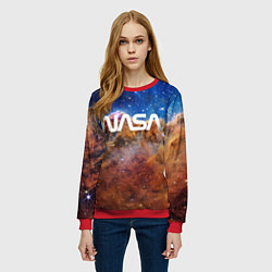 Свитшот женский Лого NASA и Туманность Киля, цвет: 3D-красный — фото 2