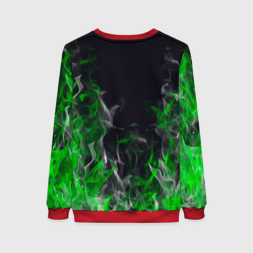 Женский свитшот Pubg - зелёное пламя / 3D-Красный – фото 2