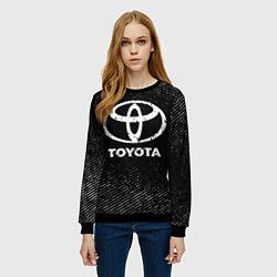 Свитшот женский Toyota с потертостями на темном фоне, цвет: 3D-черный — фото 2