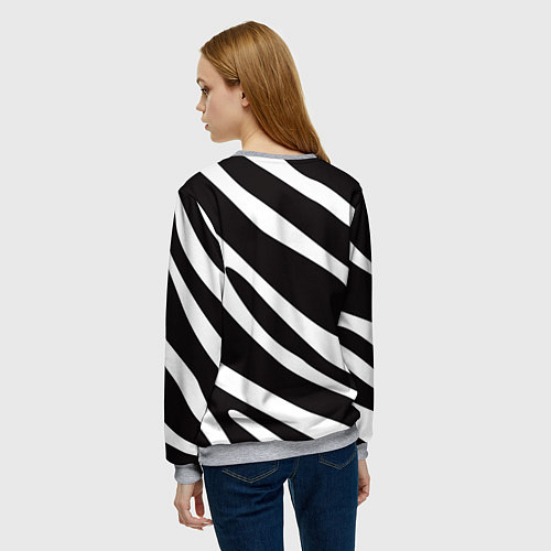Женский свитшот Анималистичный рисунок зебра / 3D-Меланж – фото 4