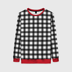 Свитшот женский Black and white trendy checkered pattern, цвет: 3D-красный