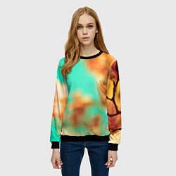 Свитшот женский Цветы - арт, цвет: 3D-черный — фото 2