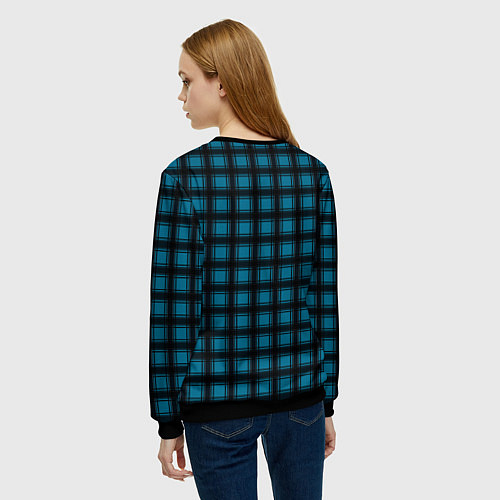 Женский свитшот Black and blue plaid / 3D-Черный – фото 4