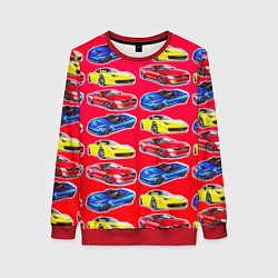 Свитшот женский Спортивные машины, цвет: 3D-красный
