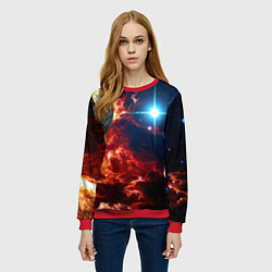 Свитшот женский Яркая звезда в космическом пространстве, цвет: 3D-красный — фото 2