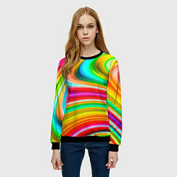 Свитшот женский Rainbow colors, цвет: 3D-черный — фото 2