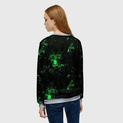 Женский свитшот SKODA - ЗЕЛЕНЫЕ БРЫЗГИ / 3D-Меланж – фото 4
