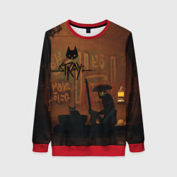 Свитшот женский Бездомный Кот и Робот, цвет: 3D-красный