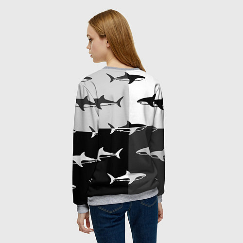 Женский свитшот Стая акул - pattern / 3D-Меланж – фото 4