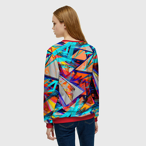 Женский свитшот Яркий неоновый абстрактный узор / 3D-Красный – фото 4