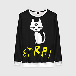 Свитшот женский Stray - киберпанк кот в минимализме, цвет: 3D-белый
