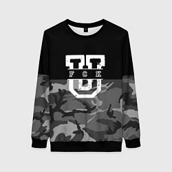 Свитшот женский FCK gray military, цвет: 3D-черный