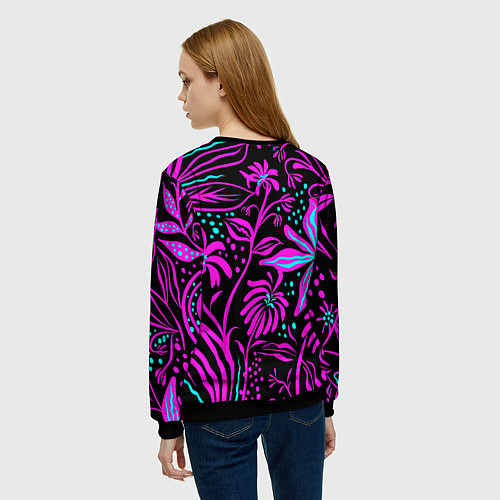 Женский свитшот Purple flowers pattern / 3D-Черный – фото 4