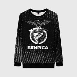 Свитшот женский Benfica с потертостями на темном фоне, цвет: 3D-черный