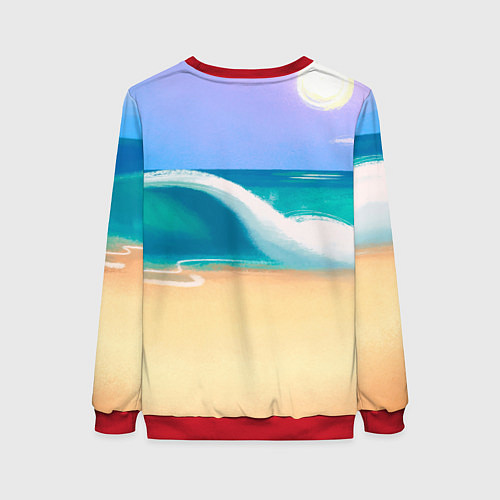 Женский свитшот Свинка на пляже хохочет / 3D-Красный – фото 2