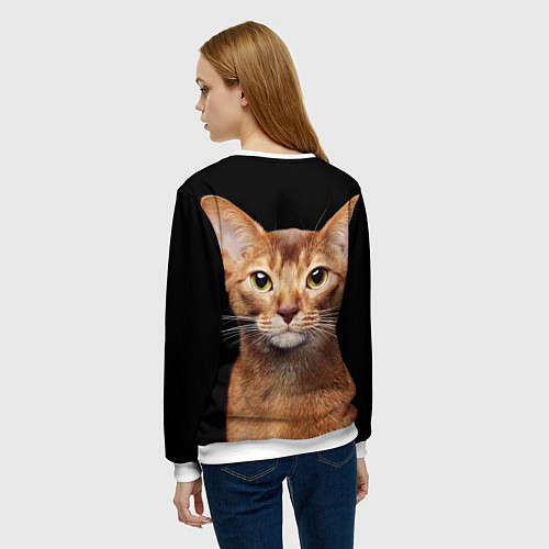Женский свитшот Молодая абиссинская кошечка / 3D-Белый – фото 4
