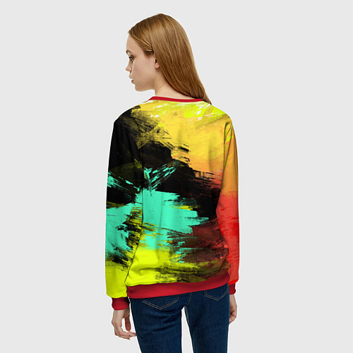 Женский свитшот Яркий красочный гранж / 3D-Красный – фото 4