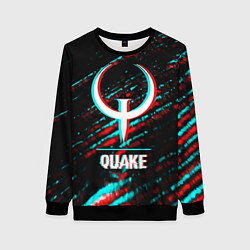 Свитшот женский Quake в стиле glitch и баги графики на темном фоне, цвет: 3D-черный