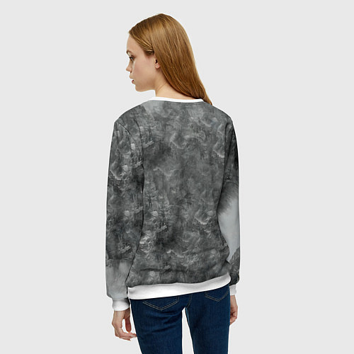 Женский свитшот Агрессивный волк с синими глазами / 3D-Белый – фото 4