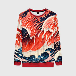 Свитшот женский Великая красная волна, цвет: 3D-красный