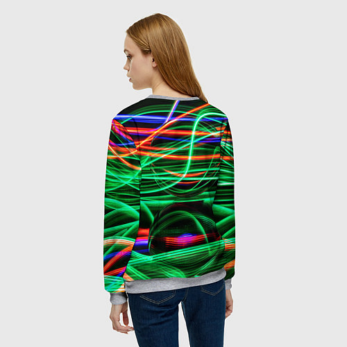 Женский свитшот Абстрактное множество цветных линий / 3D-Меланж – фото 4