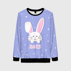 Свитшот женский Кролик - символ 2023 года, цвет: 3D-черный
