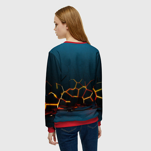 Женский свитшот Треснутые плиты геометрия / 3D-Красный – фото 4