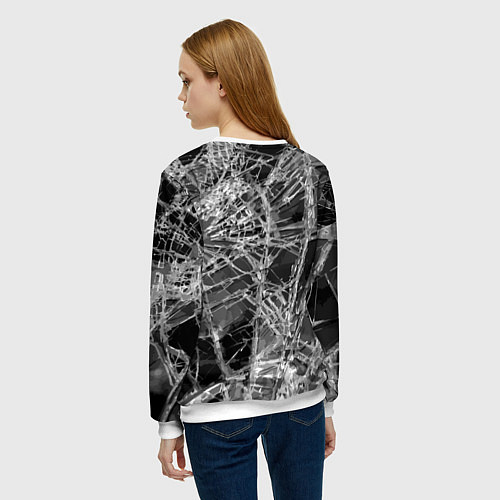 Женский свитшот Барт Симпсон разбил из рогатки стекло / 3D-Белый – фото 4