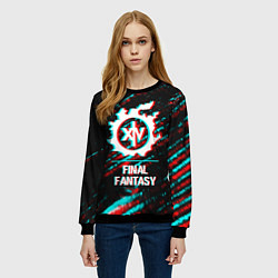 Свитшот женский Final Fantasy в стиле glitch и баги графики на тем, цвет: 3D-черный — фото 2