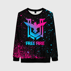 Свитшот женский Free Fire - neon gradient, цвет: 3D-черный