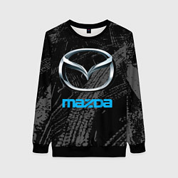 Свитшот женский Mazda - следы шин, цвет: 3D-черный