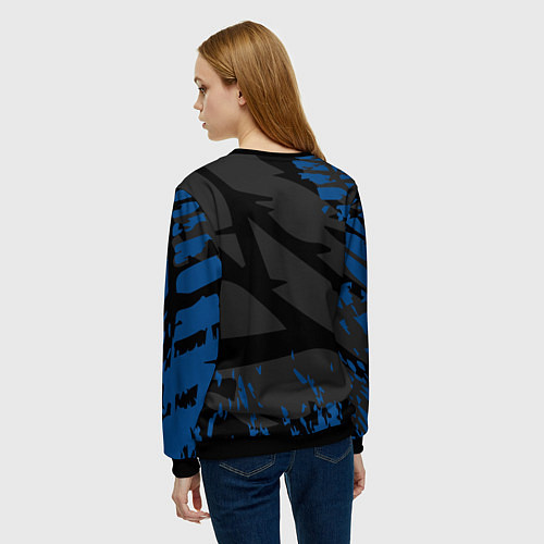 Женский свитшот Subaru - следы шин / 3D-Черный – фото 4