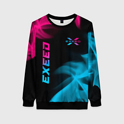 Свитшот женский Exeed - neon gradient: символ и надпись вертикальн, цвет: 3D-черный