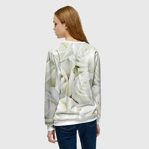 Женский свитшот Юрий Шатунов на фоне белых роз / 3D-Белый – фото 4