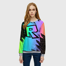 Свитшот женский Roblox neon logo, цвет: 3D-меланж — фото 2