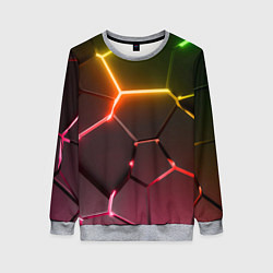 Свитшот женский Неоновые радужные плиты, цвет: 3D-меланж