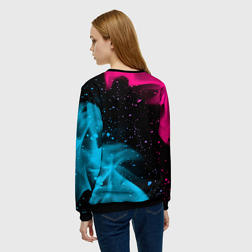 Женский свитшот Dead Space - neon gradient: символ и надпись верти / 3D-Черный – фото 4