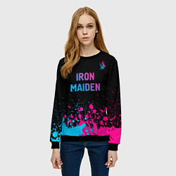 Свитшот женский Iron Maiden - neon gradient: символ сверху, цвет: 3D-черный — фото 2