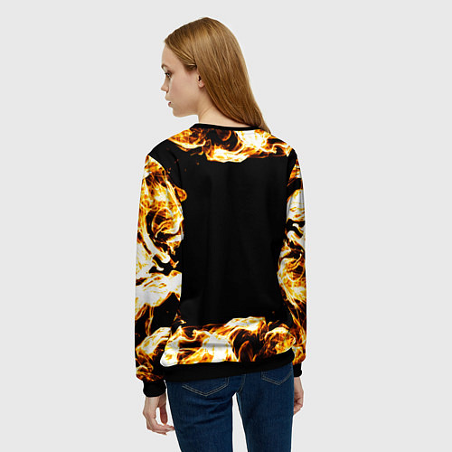 Женский свитшот Motorhead рок кот и огонь / 3D-Черный – фото 4