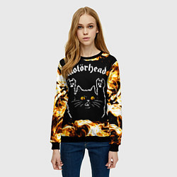 Свитшот женский Motorhead рок кот и огонь, цвет: 3D-черный — фото 2