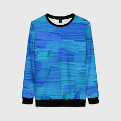 Свитшот женский Синие мазки краски, цвет: 3D-черный