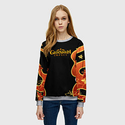 Свитшот женский Кимоно Кадзухи - осенняя листва, цвет: 3D-меланж — фото 2