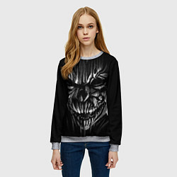 Свитшот женский Страшный череп - рисунок карандашом, цвет: 3D-меланж — фото 2