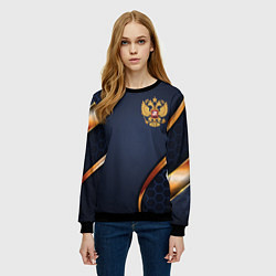 Свитшот женский Blue & gold герб России, цвет: 3D-черный — фото 2
