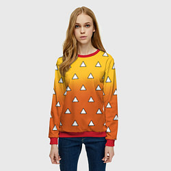 Свитшот женский Оранжевое кимоно с треугольниками - Зеницу клинок, цвет: 3D-красный — фото 2