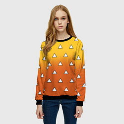 Свитшот женский Оранжевое кимоно с треугольниками - Зеницу клинок, цвет: 3D-черный — фото 2